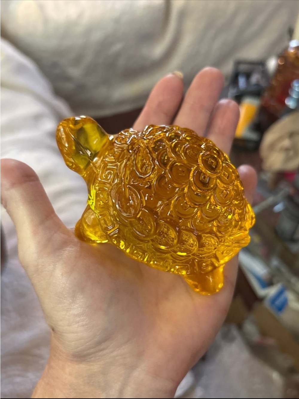 Amber Glass Turtle Figurine